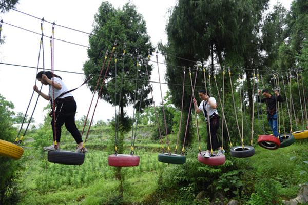 无动力游乐 儿童乐园穿越障碍项目建造 郑州农场丛林穿越设备 2