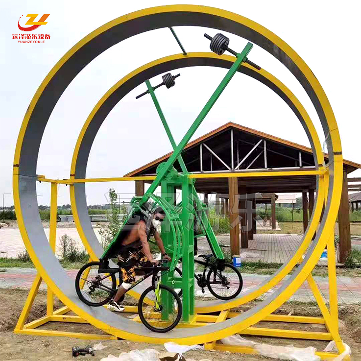 双圆环自行车 骑行无动力网红自行车 网红游乐设施 360度自行车 11
