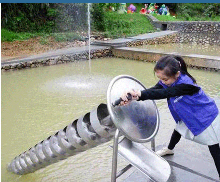 公园景区阿基米德取水器 室外沙池不锈钢装置 溪水组合游乐设备 7