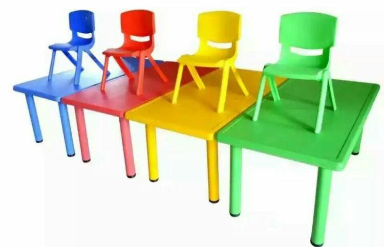 河南幼儿园设备  幼儿园桌椅  儿童六人长方餐桌椅