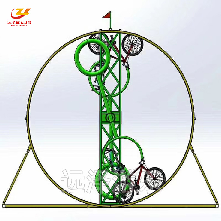 随州网红自行车游乐项目 无动力游乐园 360度健身无动力自行车
