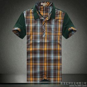 威玛驰新型时尚短袖polo衫男装 V-MUCH 广州 格子短T男